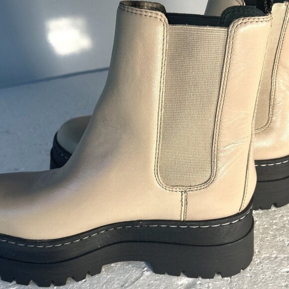 Marc Fisher SZ7.5 Light Natural Chelsea leather lug boot Minimalist Modern Retro - Picture 5 of 11